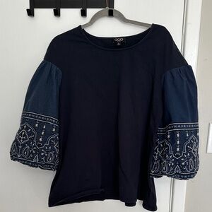 Elegant Navy Embroidered Blouse